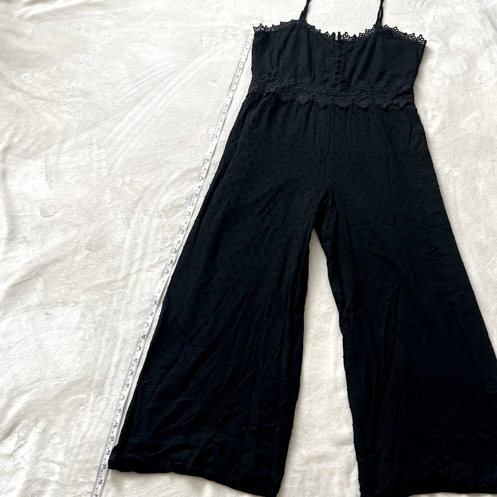 Lulus Leeta Black Swiss Dot Lace Wide-Leg Jumpsuit| large - Picture 6 of 8